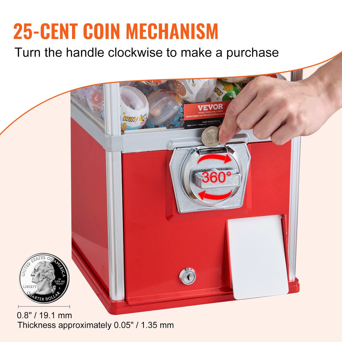 Vintage Gumball Machine Vending Coin Bank - Red 25H