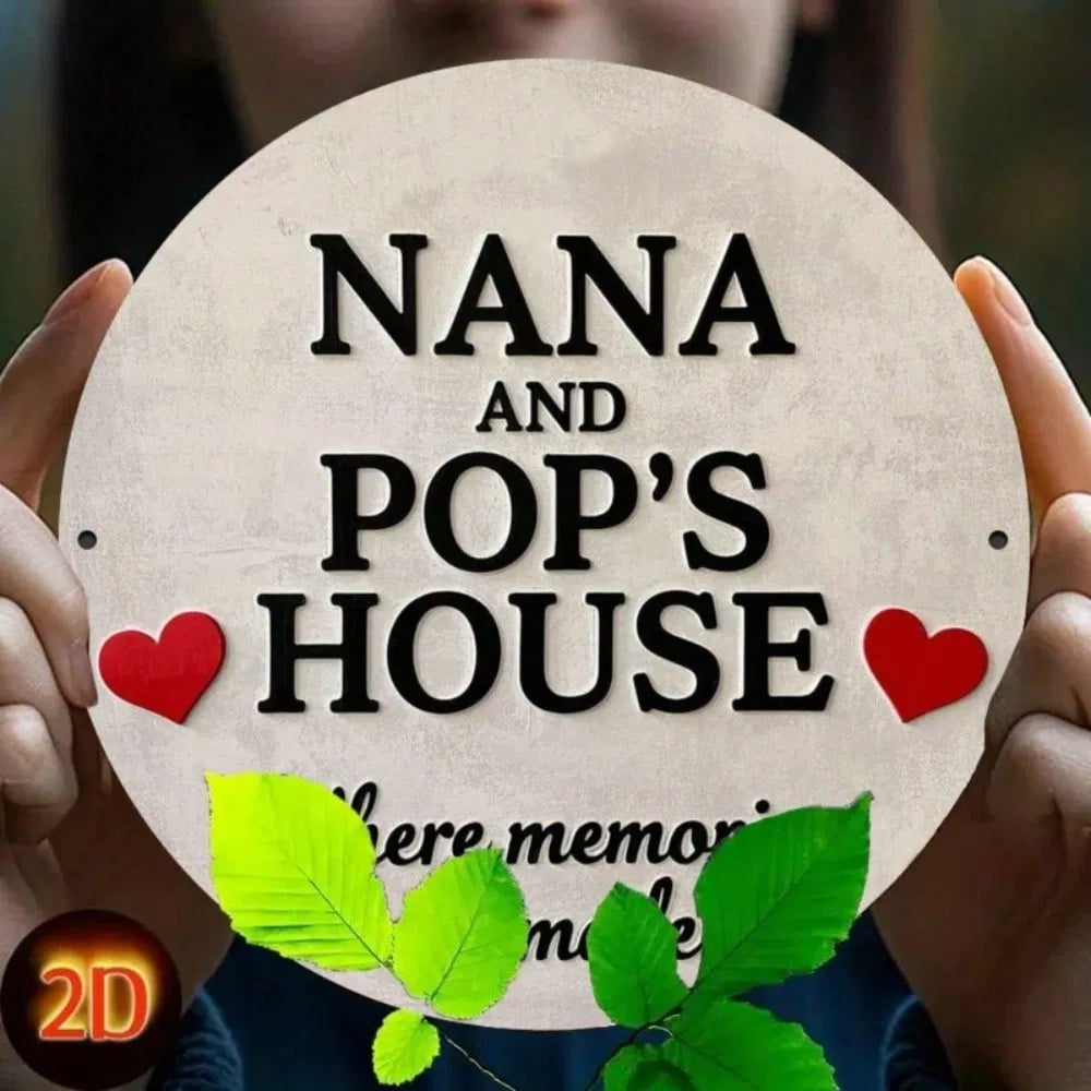 Vintage Nana & Grandpa 2D Flat Print Circular Wall Sign - 7.8 Inch