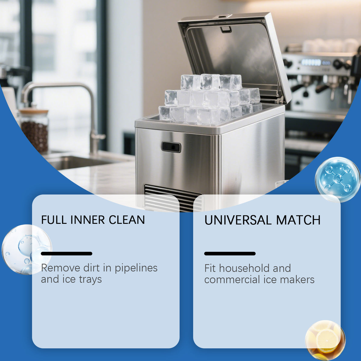 Ice Maker Cleaning Tablets - Remove Stains & Limescale, Gentle Daily Care