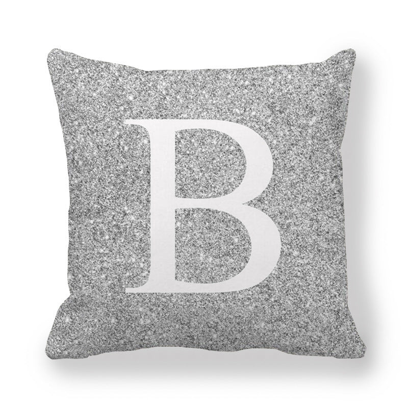 Gray Shading Encrypted English Letters Pillow Cover 45x45cm Fabric Home Decor