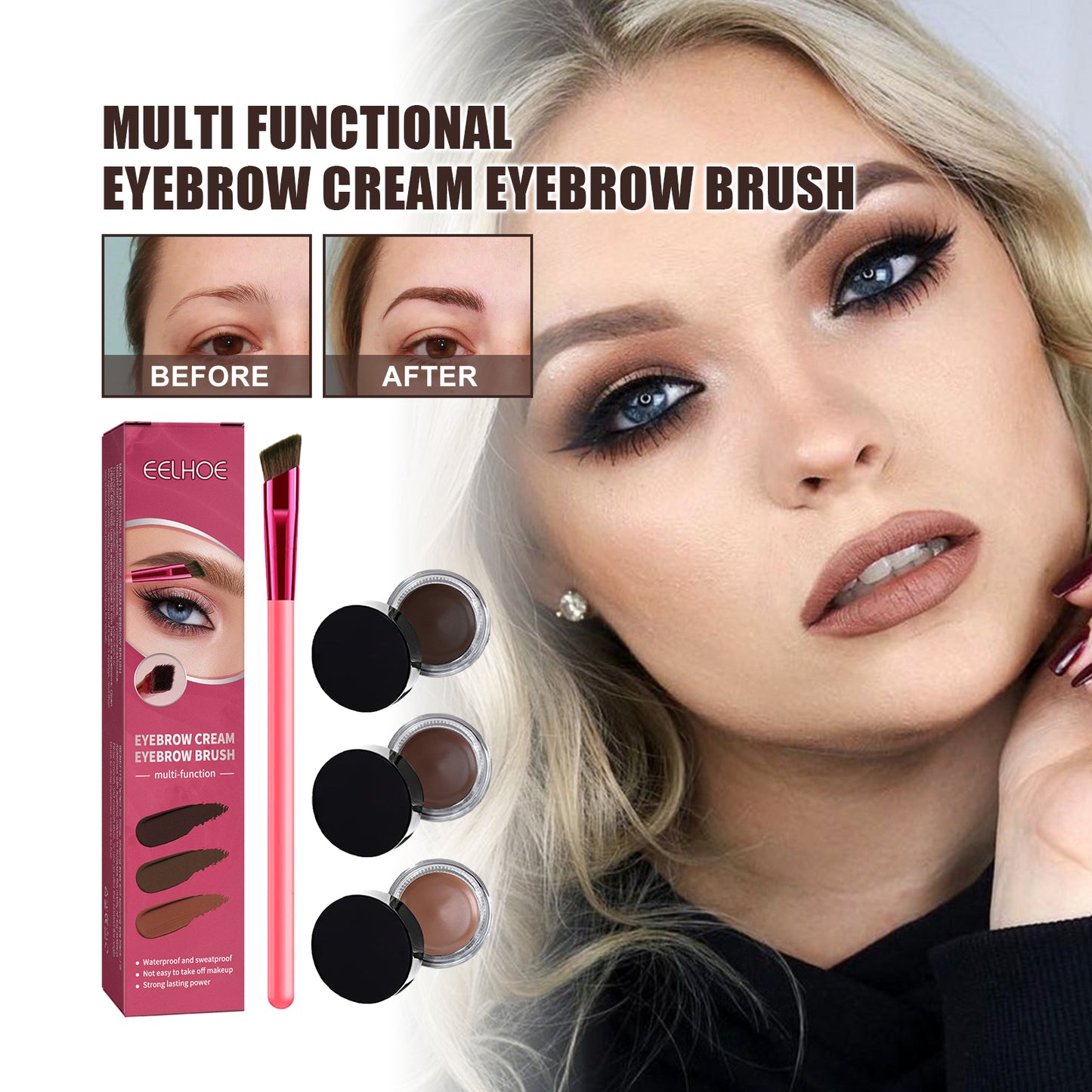 Multi-Functional Eyebrow Makeup Kit - Waterproof Gel and Precision Brush Set