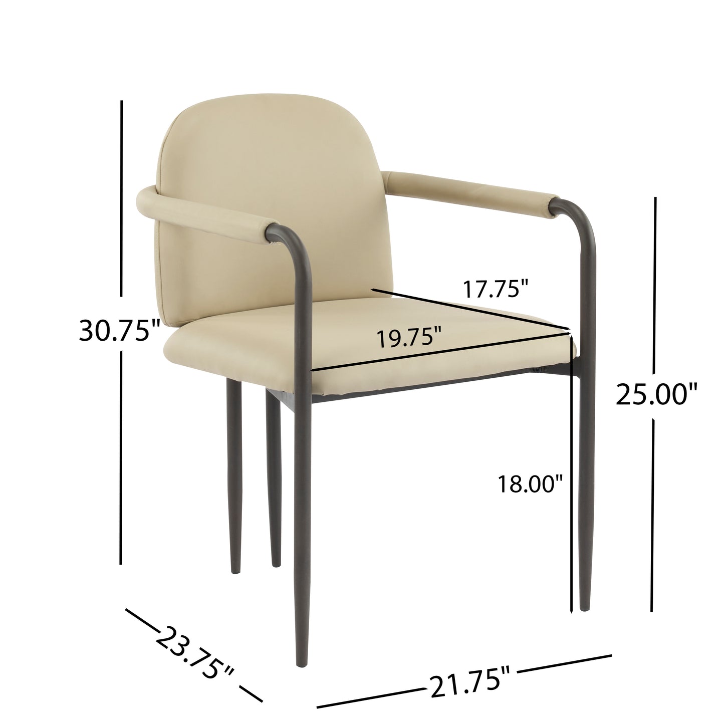 Set of 2 Dining Chairs with Iron Frame - Espresso & Khaki