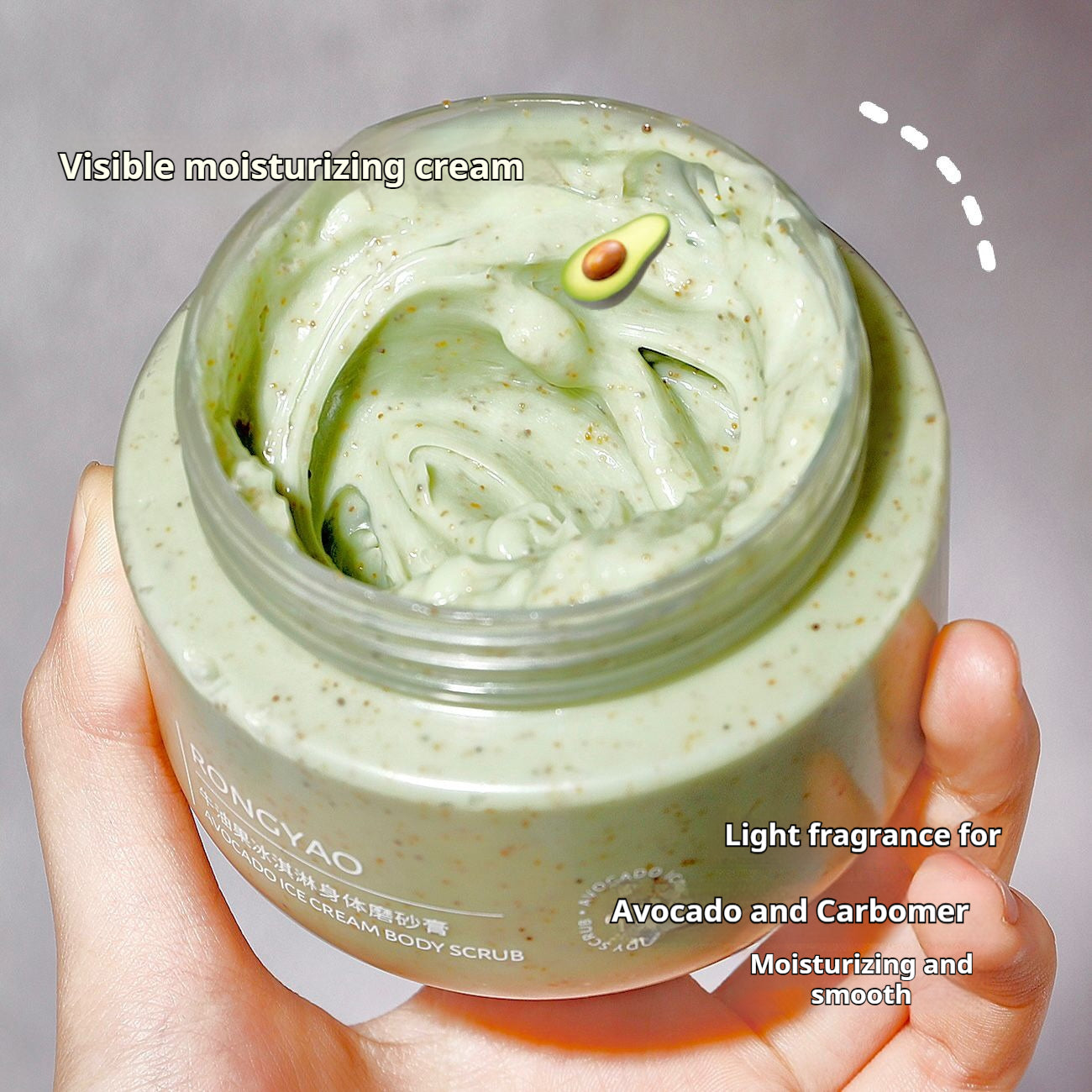 Avocado Ice Cream Body Scrub - Natural Skin Exfoliant for All Skin Types