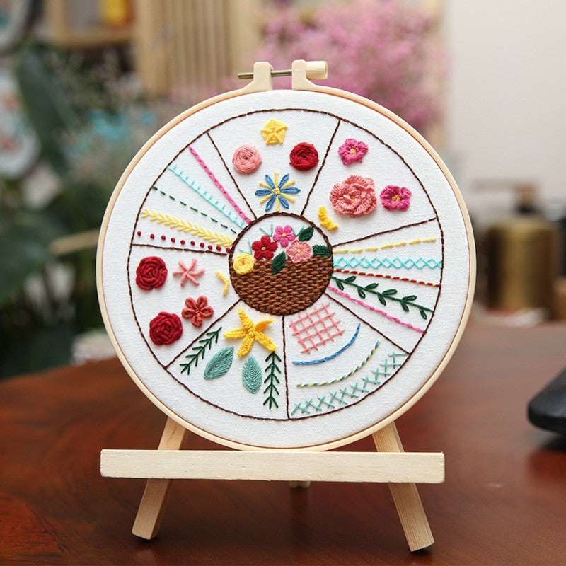 Embroidery Practice Kit with Floral & Animal Patterns - 3-Piece Set for Beginners