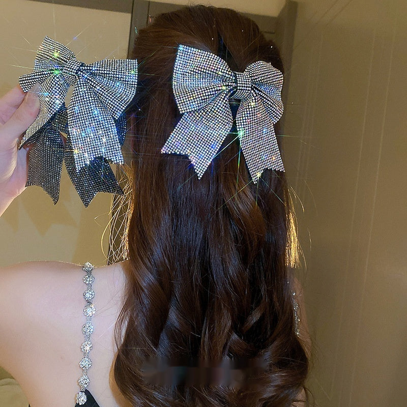 Diamond Bow Hair Clip Spring Clip Hairpin for Women Hair Accessories