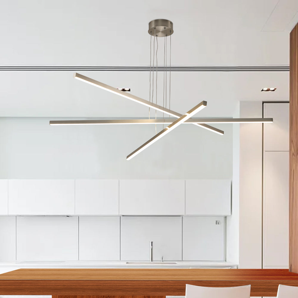 Modern LED Chandelier - Geometric 3-Arm Design, Adjustable Height