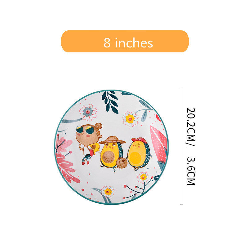 Ceramic Tableware Set with Rainforest Pattern - Nordic Style Dinnerware Collection