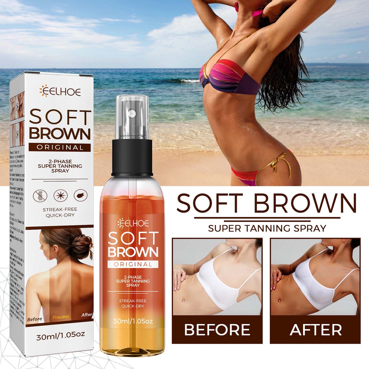 Natural Bronze Tanning Spray - 30ml Sunless Tanning Aid