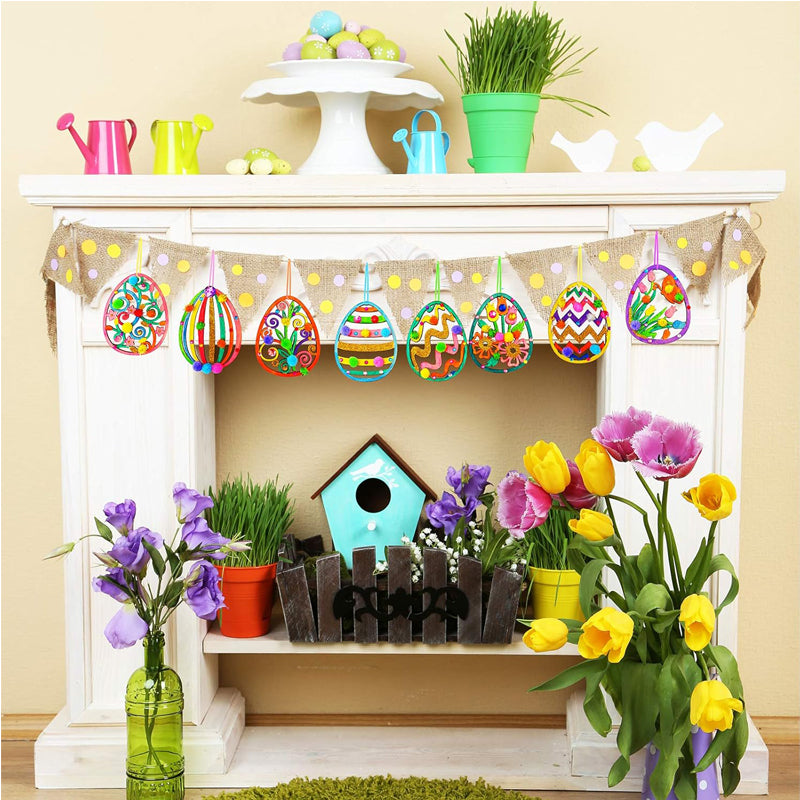 32 Sets Wooden Easter Egg Ornaments Craft Kit - DIY Decor