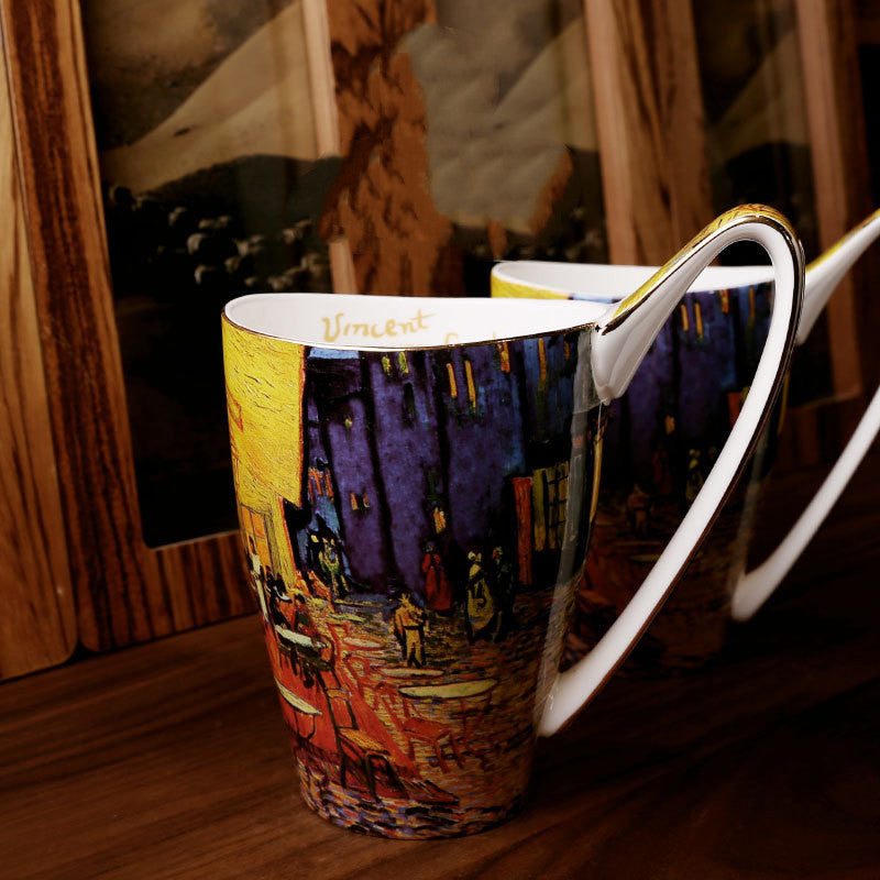 European Retro Style Ceramic Mug with Large Capacity - Multiple Designs