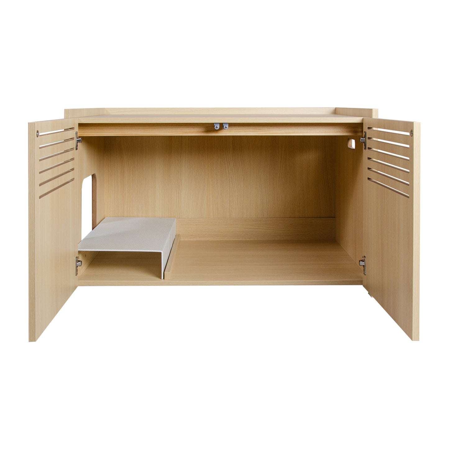 Wooden Cat House with Scratching Pad and Hidden Litter Box, Spacious Pet Furniture