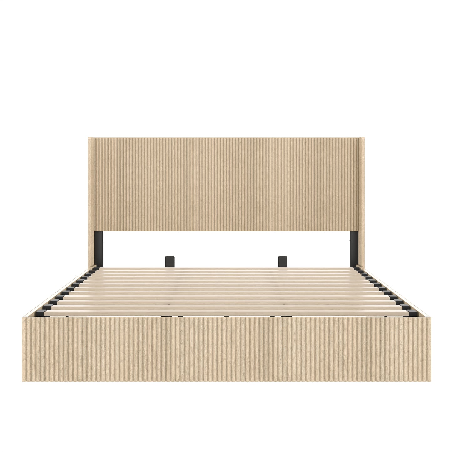 King Storage Bed Frame with Lifting Function - Oak Color
