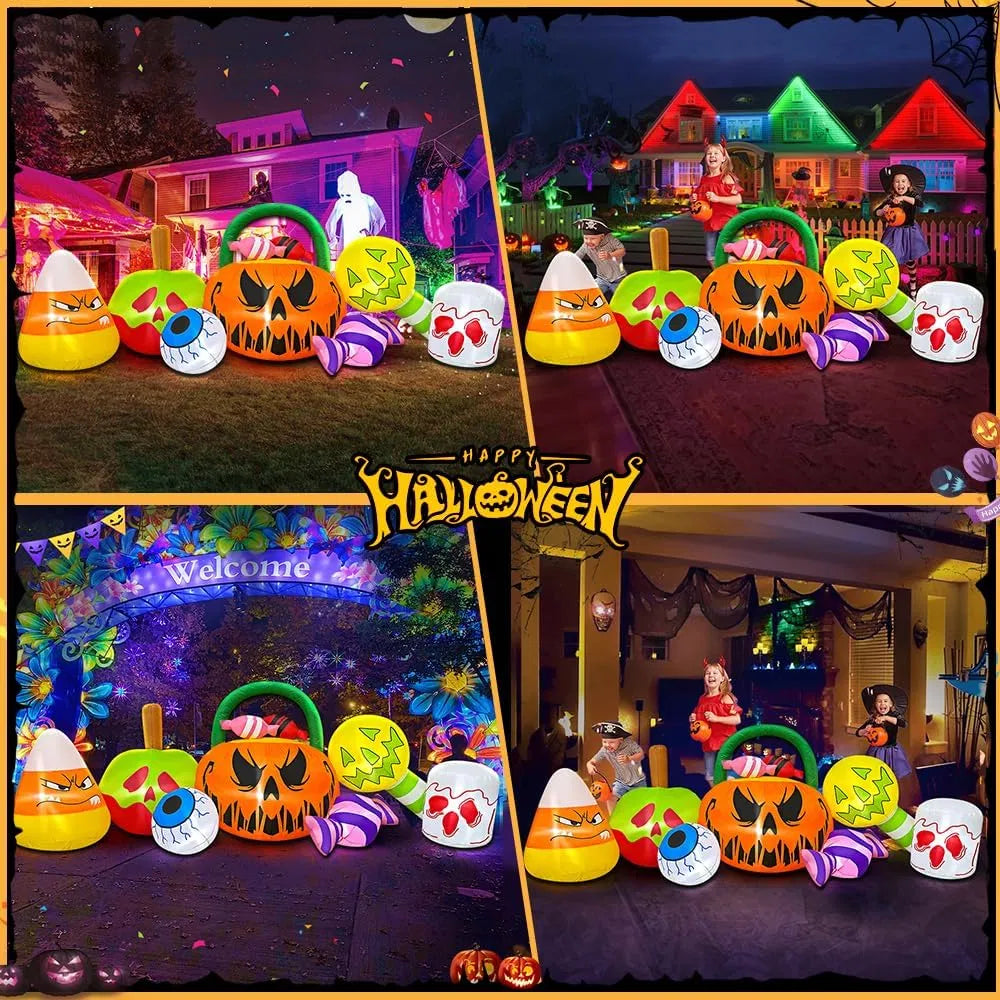 10 FT Inflatable Halloween Pumpkin and Ghost Decoration with LED