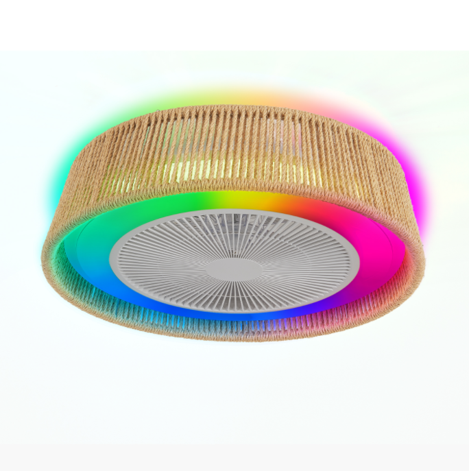 Modern Rustic Ceiling Fan Light with LED RGB Mood Lighting