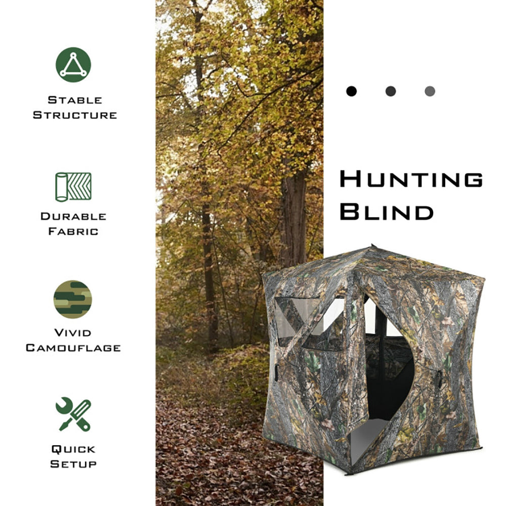 3-Person Portable Pop-Up Camouflage Hunting Blind with Tie-Downs