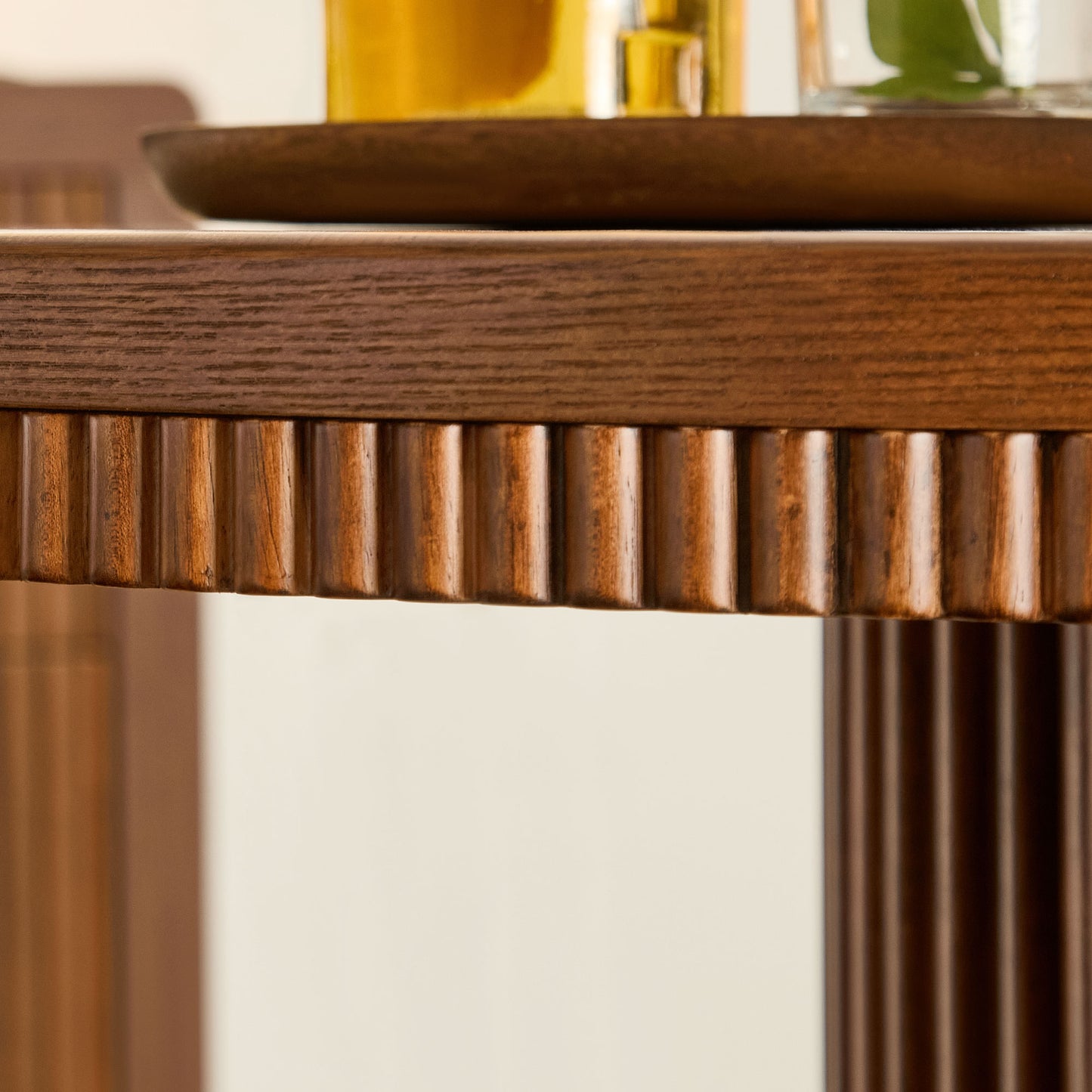 33-Inch Round Dining Table with Sintered Stone Top - Walnut
