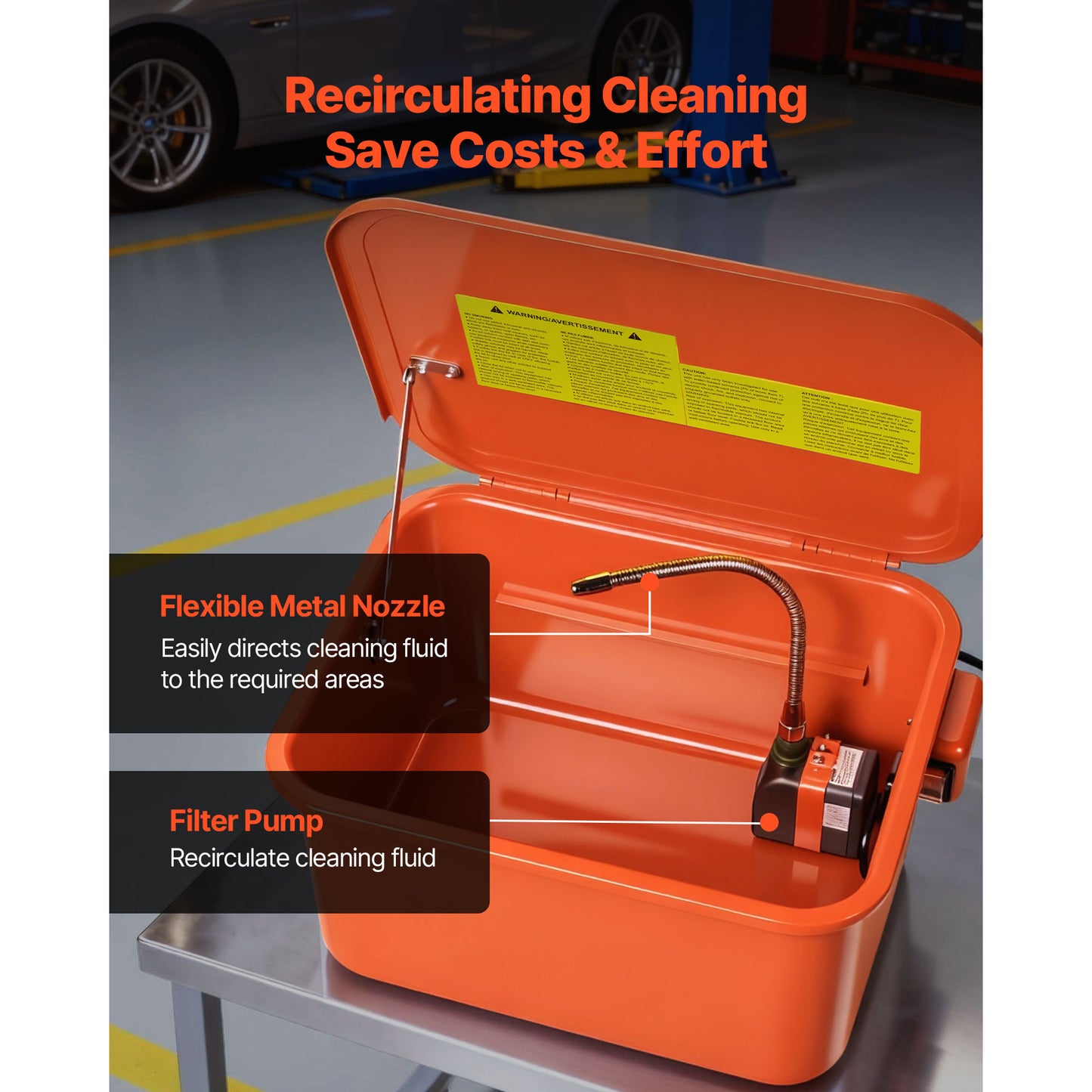 Parts Washer 5-Gallon Portable Steel Automotive Parts Cleaner with Electric Pump