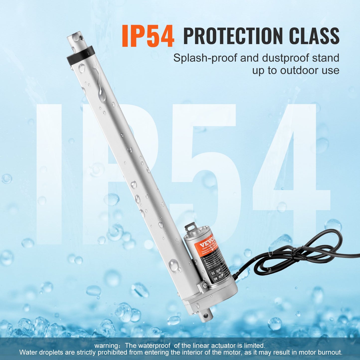 12V 12-Inch Linear Actuator 220Lbs High Speed with IP54 Protection