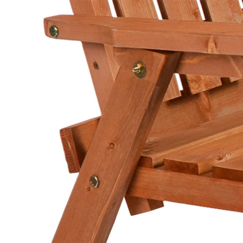 Wooden Patio Bench with Middle Table & Umbrella Hole - Orange