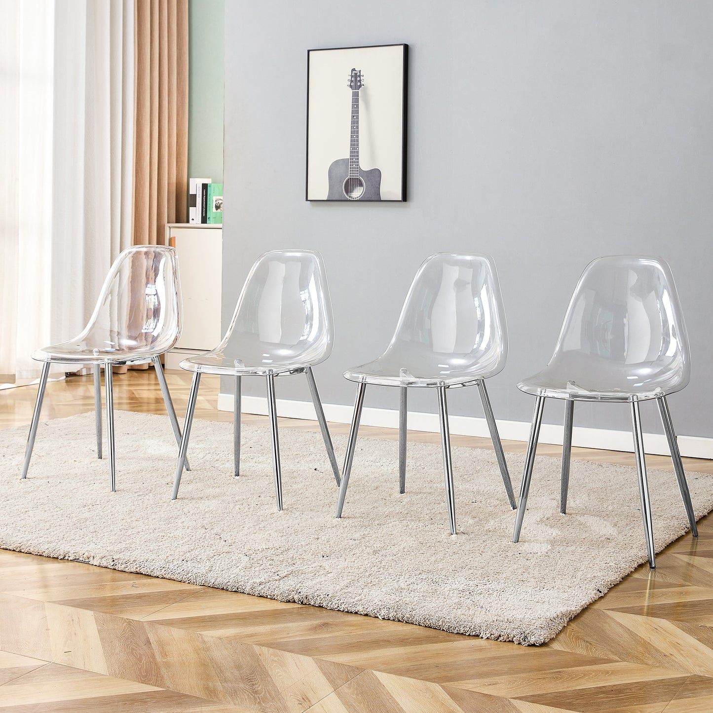 Modern Minimalist Transparent Dining Chair, Plastic Armless Crystal
