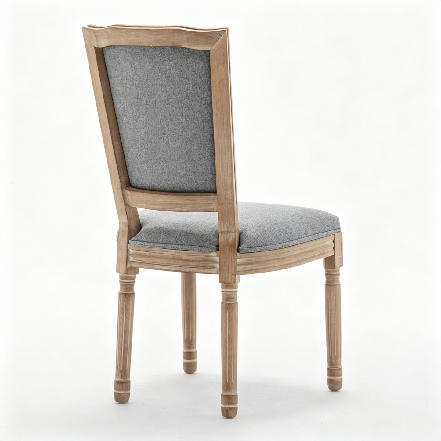 Farmhouse Dining Chairs Set of 2 - Grey Cushioned Linen Seat