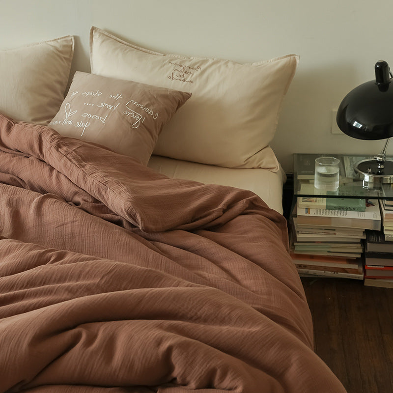 Four-Piece Double-Layer Yarn Summer Duvet Cover Bedding Set