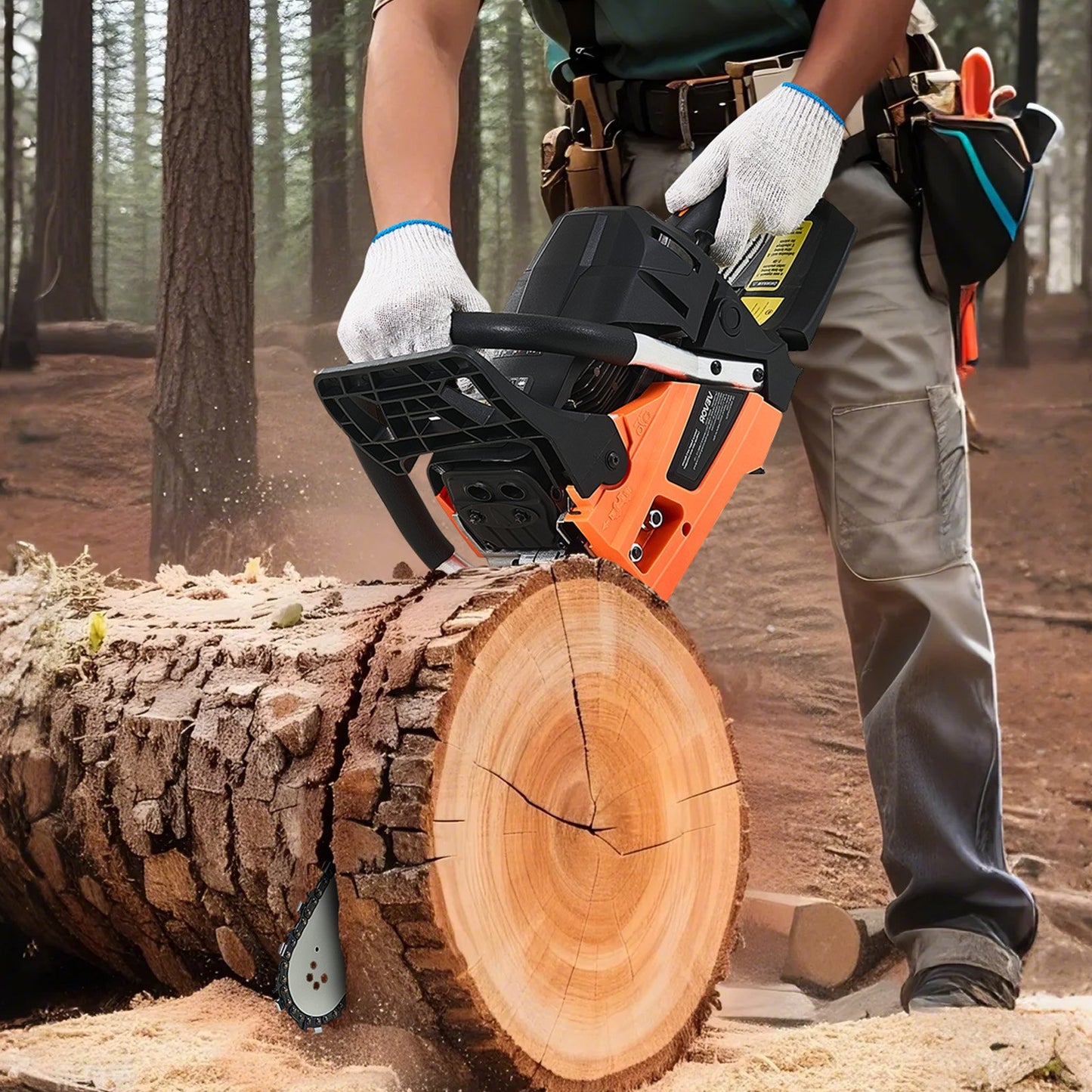62cc Gas Chainsaw 3.8HP 20 Inch Wood Cutting Power Tool - Multicolor