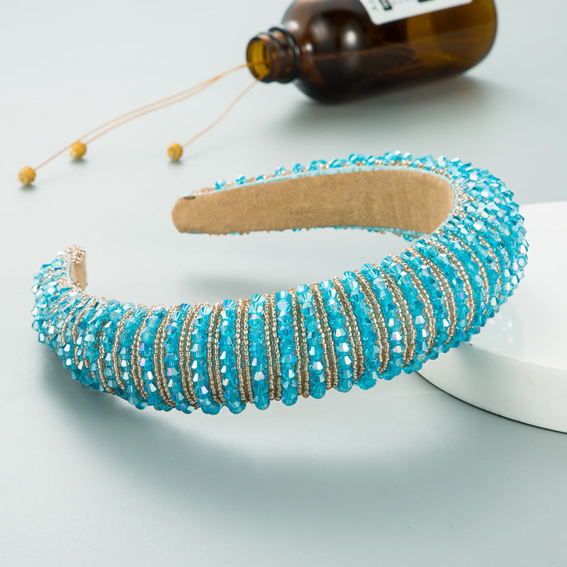 Handmade Beaded Hair Band - Wide Edge