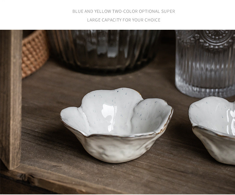 Ceramic Petals Seasoning Dish - White Porcelain Tableware for Kitchen