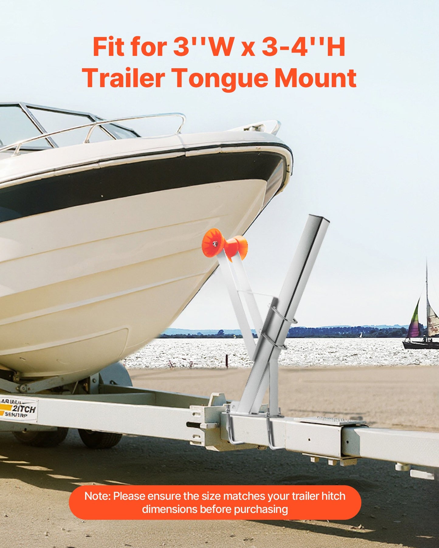 Boat Winch Mount with U-Bolts for 3 Inch W x 3-4 Inch H Trailer Tongue - Galvanized Steel
