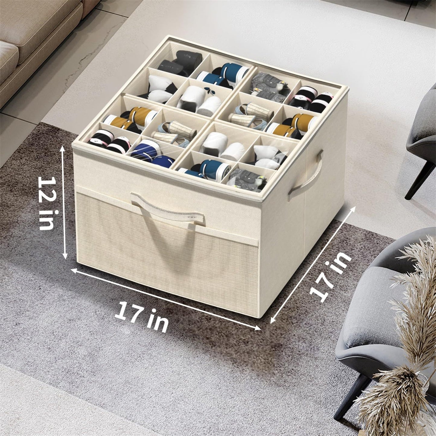 Foldable Transparent Shoe Storage Box with Multi-Functional Fabric Options