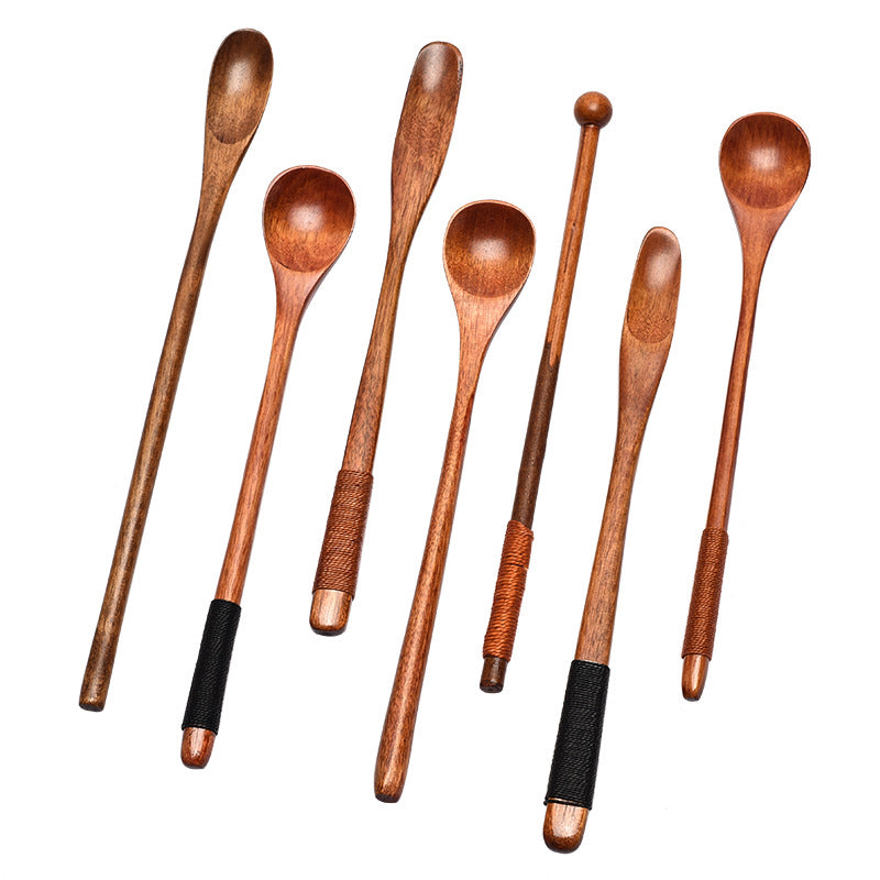 Wooden Coffee Spoon Set - Small 23cm Handles for Tea, Muddler & Stirring