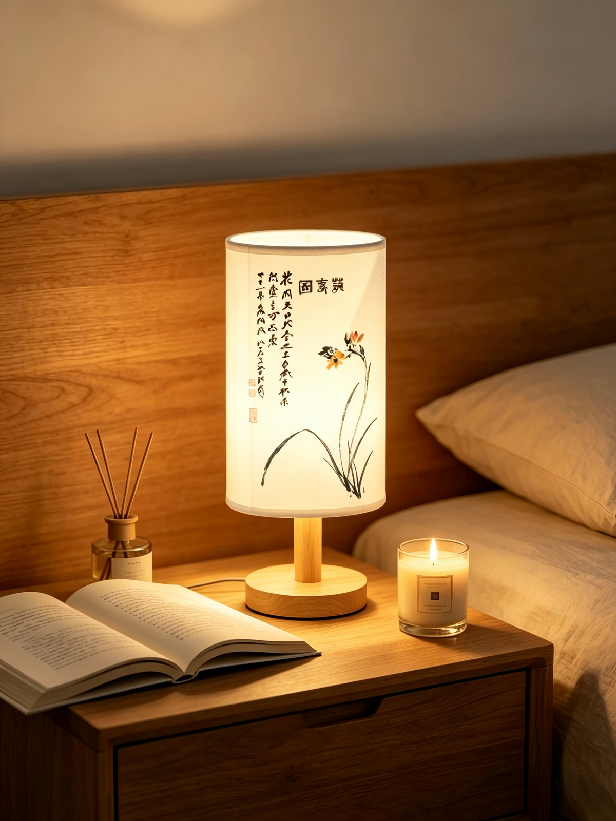 Aromatherapy Table Lamp with Essential Oil Diffuser - Chinese Style Bedside Decor