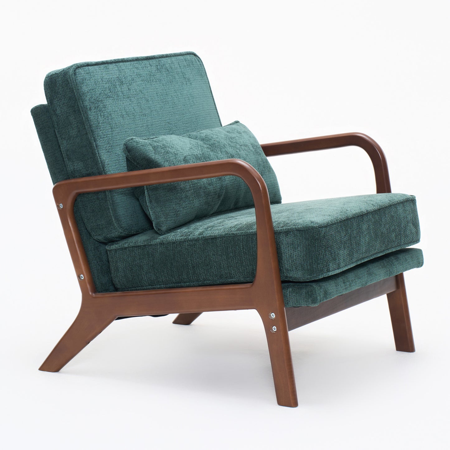 Mid-Century Modern Lounge Chair - Dark Green Upholstered Accent Chair