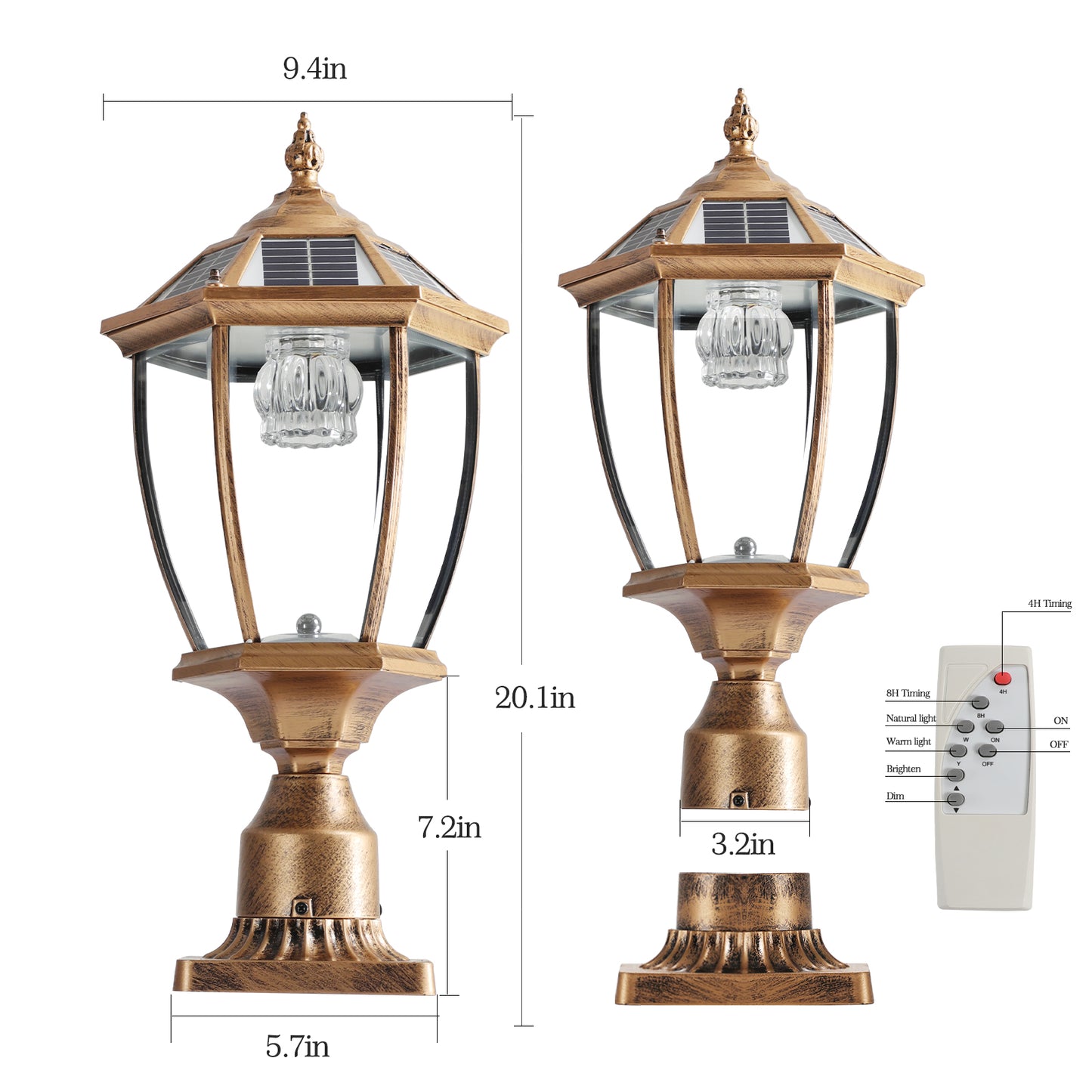 Golden Solar Powered Outdoor Lantern - Vintage Garden Light for Pathways & Yards - Bronze