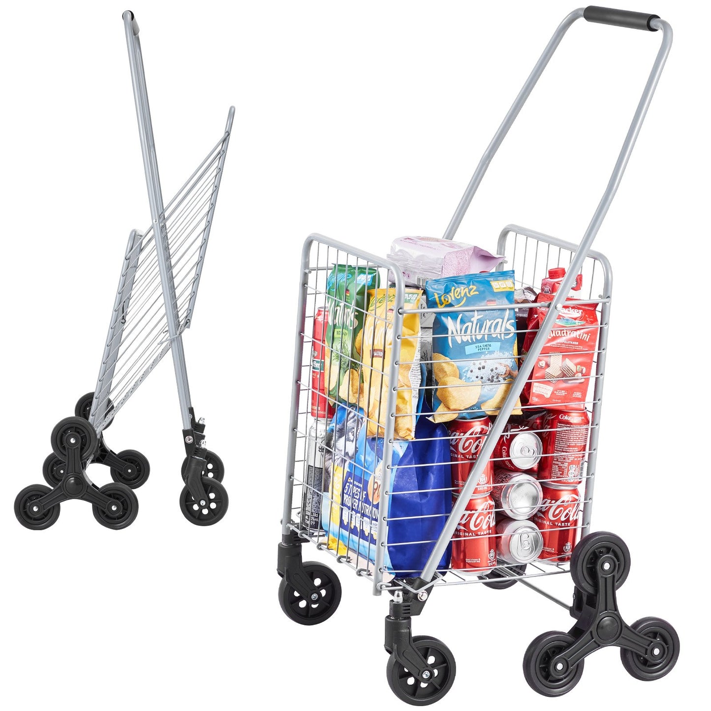 Foldable Stair Climbing Shopping Cart 45L with Wheels for Heavy Loads