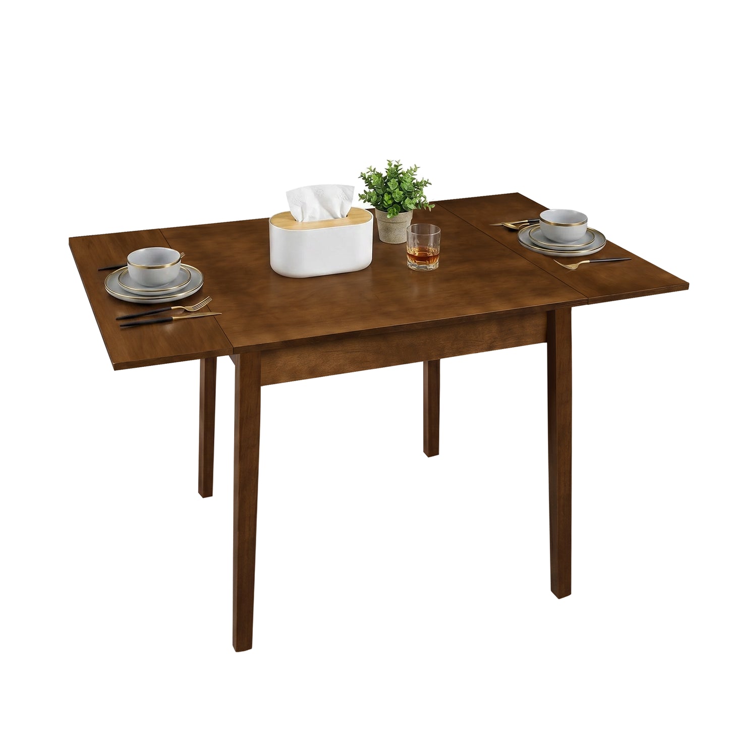 Extendable Folding Dining Table for 4 - Walnut Wood