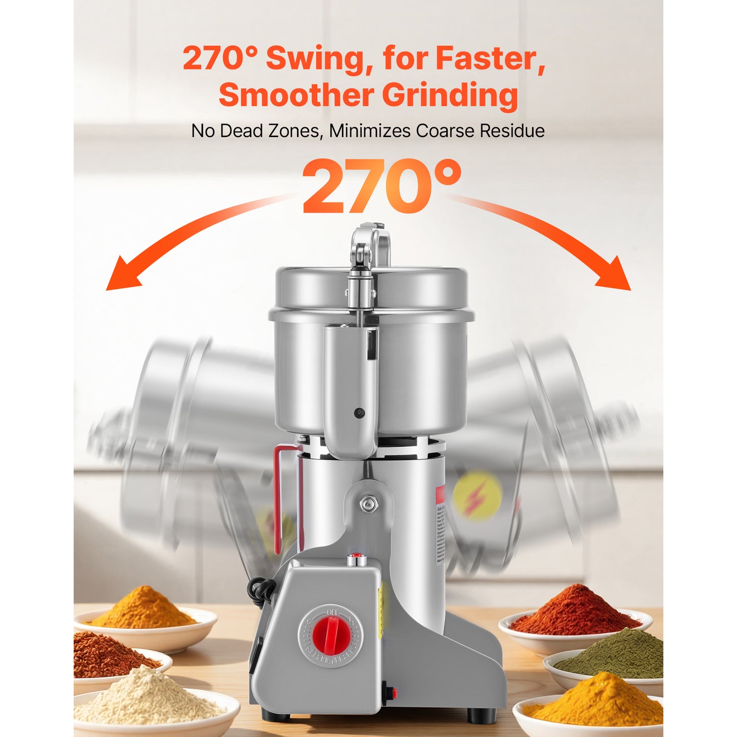 500g Electric Grain Mill Grinder 2000W High Speed Spice & Coffee Pulverizer