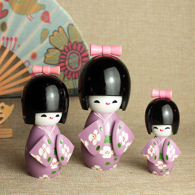 Japanese-Style Kimono Doll for Sushi Restaurant Decor - Handmade Wooden Figurine