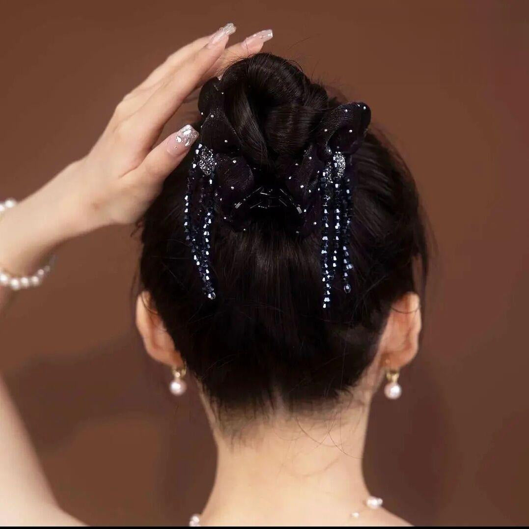 Flower Ball Grip Hairpin - Black