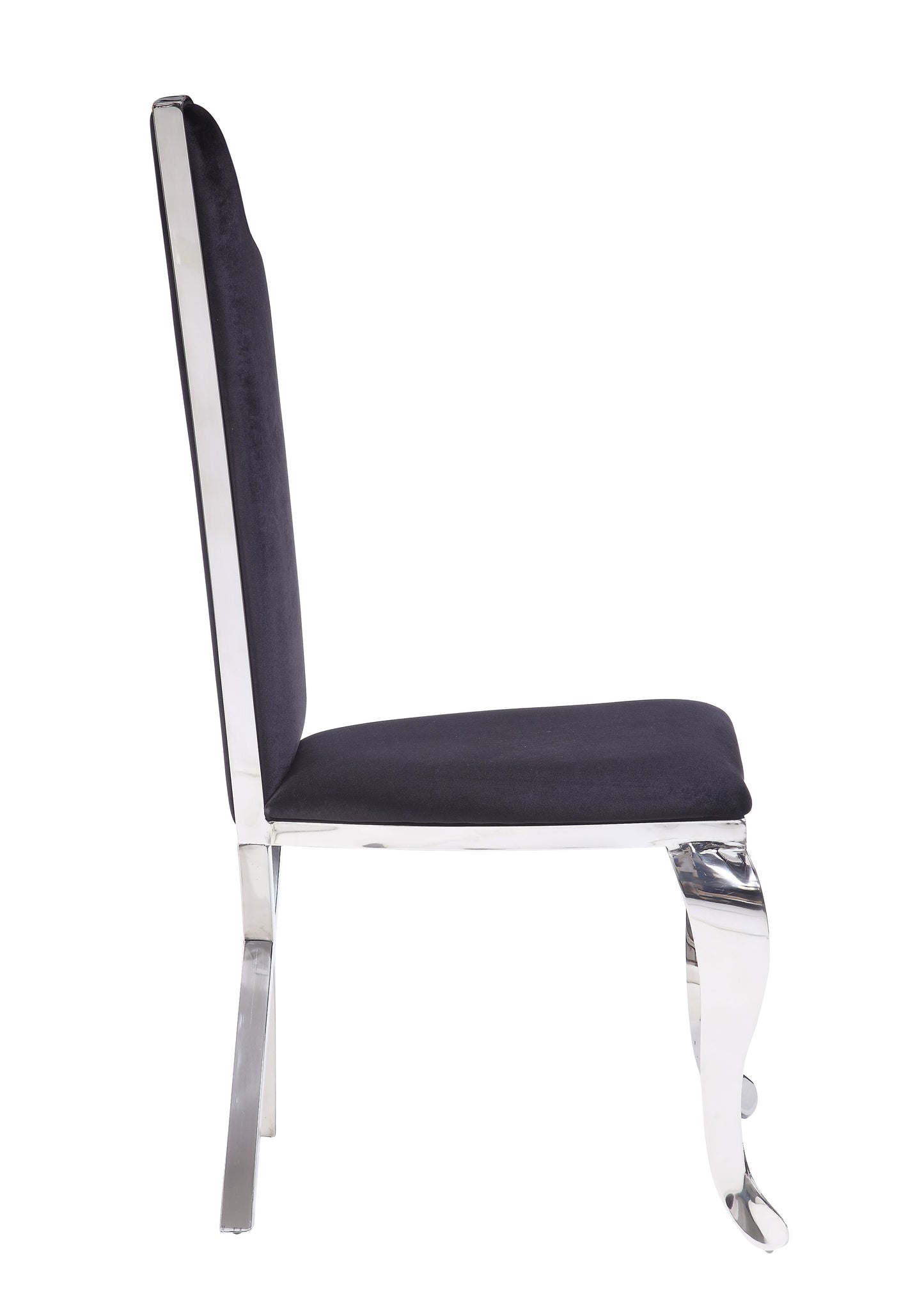 Black Fabric & Stainless Steel Side Chair Set of 2