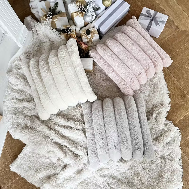 Large Plush Pillowcase Solid Color Cushion Cover Sofa Decor 45x45cm