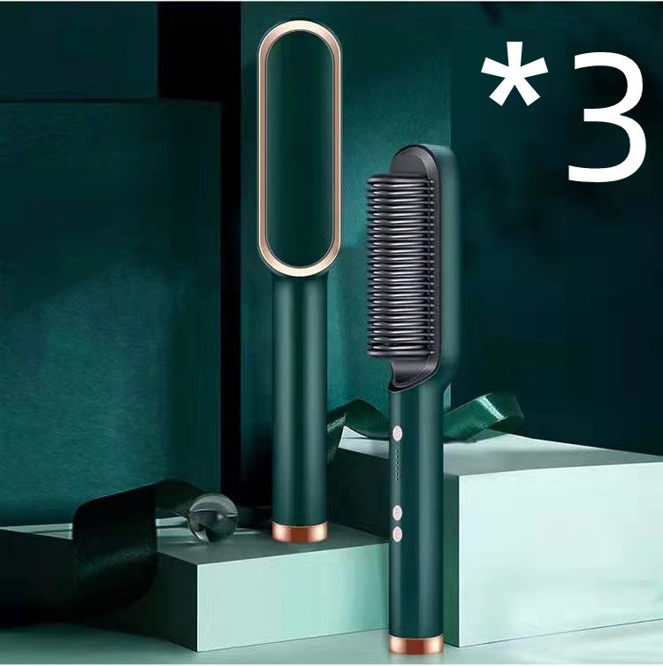 2-in-1 Hair Straightener Curling Iron Hot Comb with Negative Ions - Multi-Functional Electric Hair Styling Brush