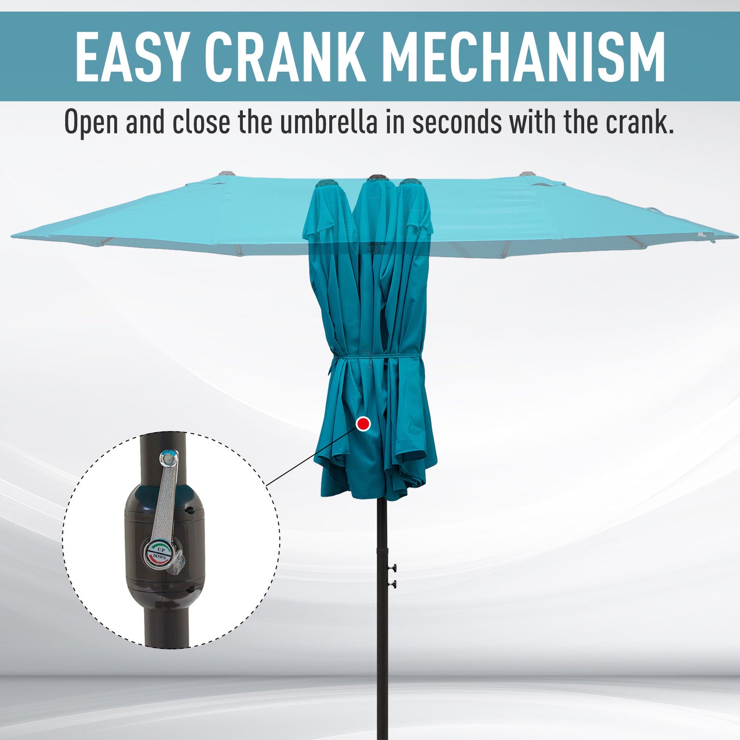 15ft Double-Sided Patio Umbrella with Crank - Blue