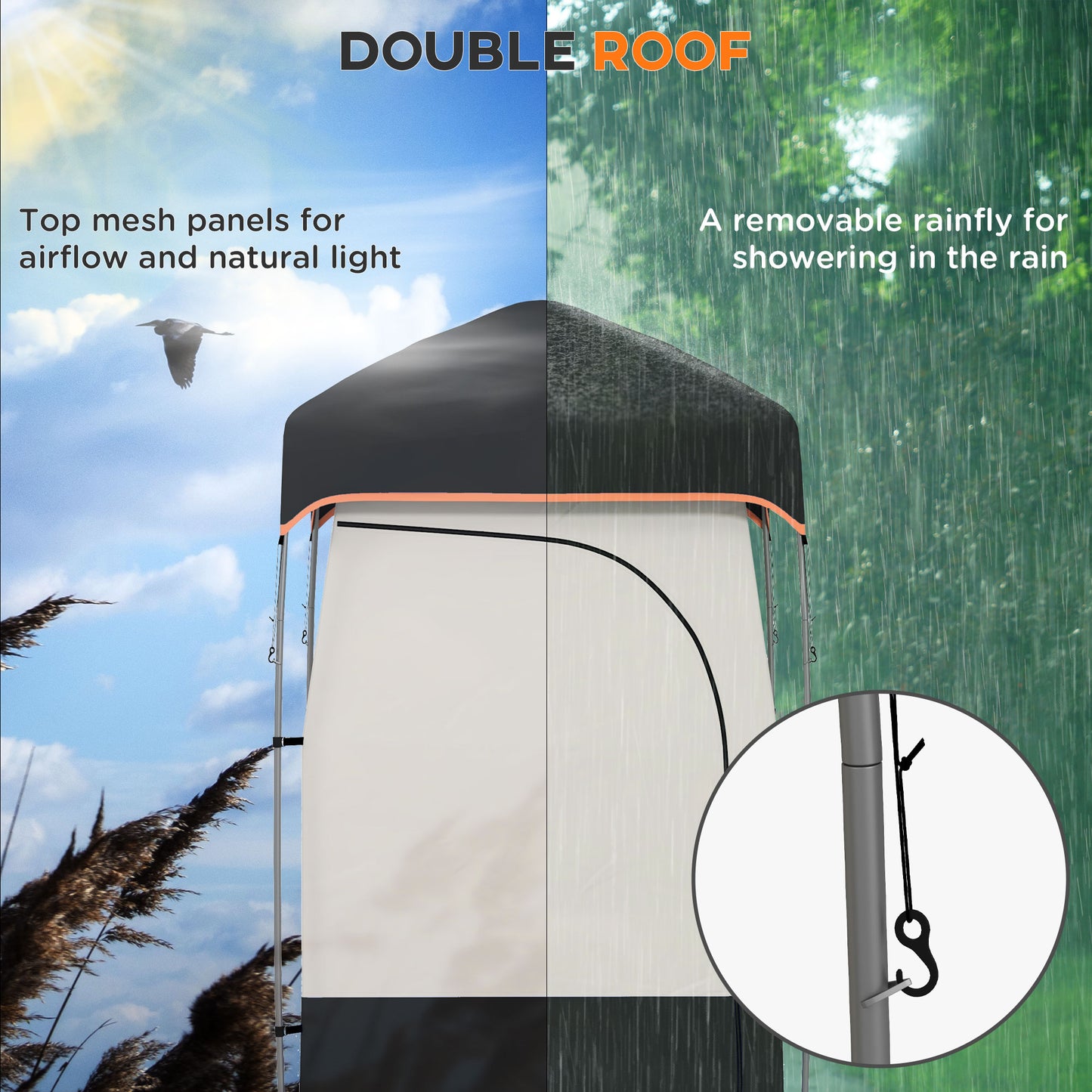 Portable Camping Shower Tent with Solar Shower Bag - Black