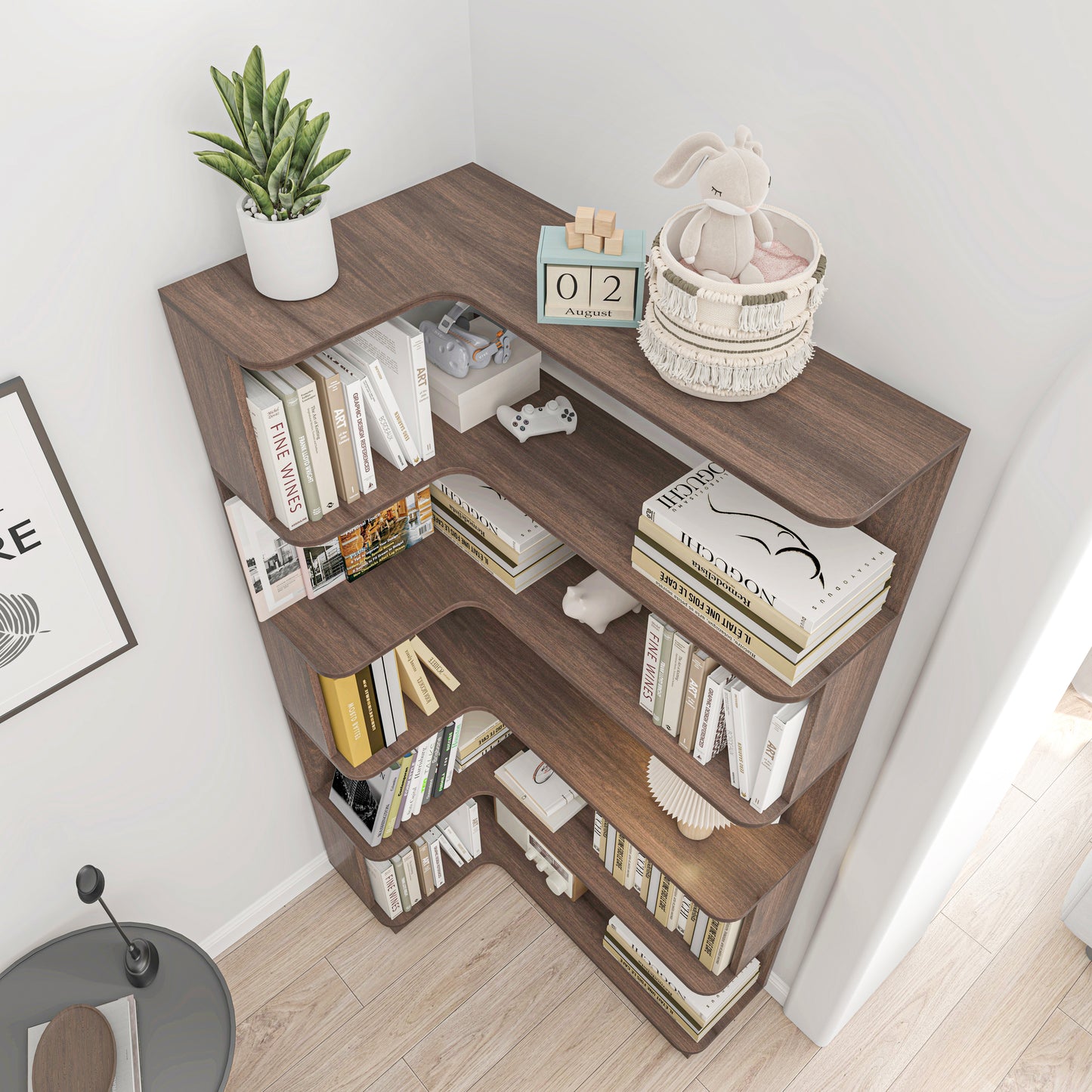 90cm 35.43 Extended Size 5-Tier Freestanding L-Shaped Corner