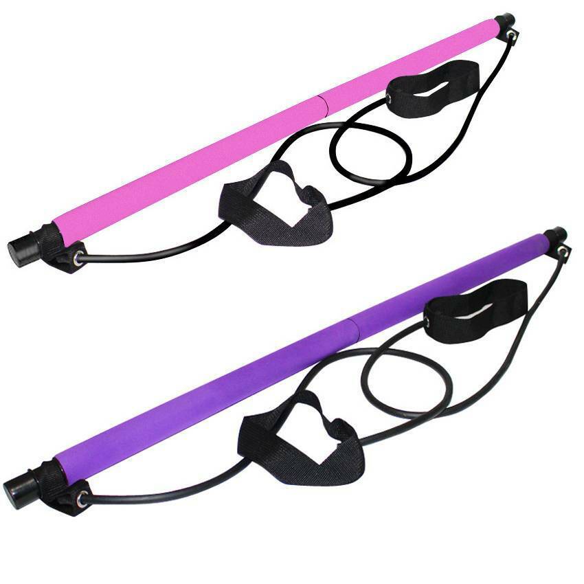 Home Fitness Pilates Stick with Resistance Bands - Multiple Colors