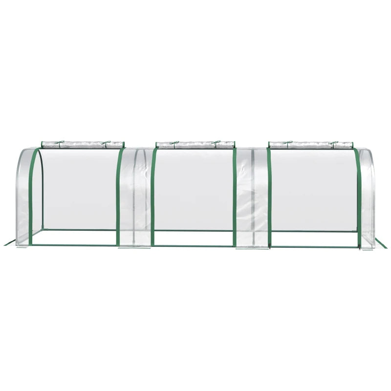 Portable Greenhouse Tunnel with 3 Zippered Doors - WaterUV PVC Cover