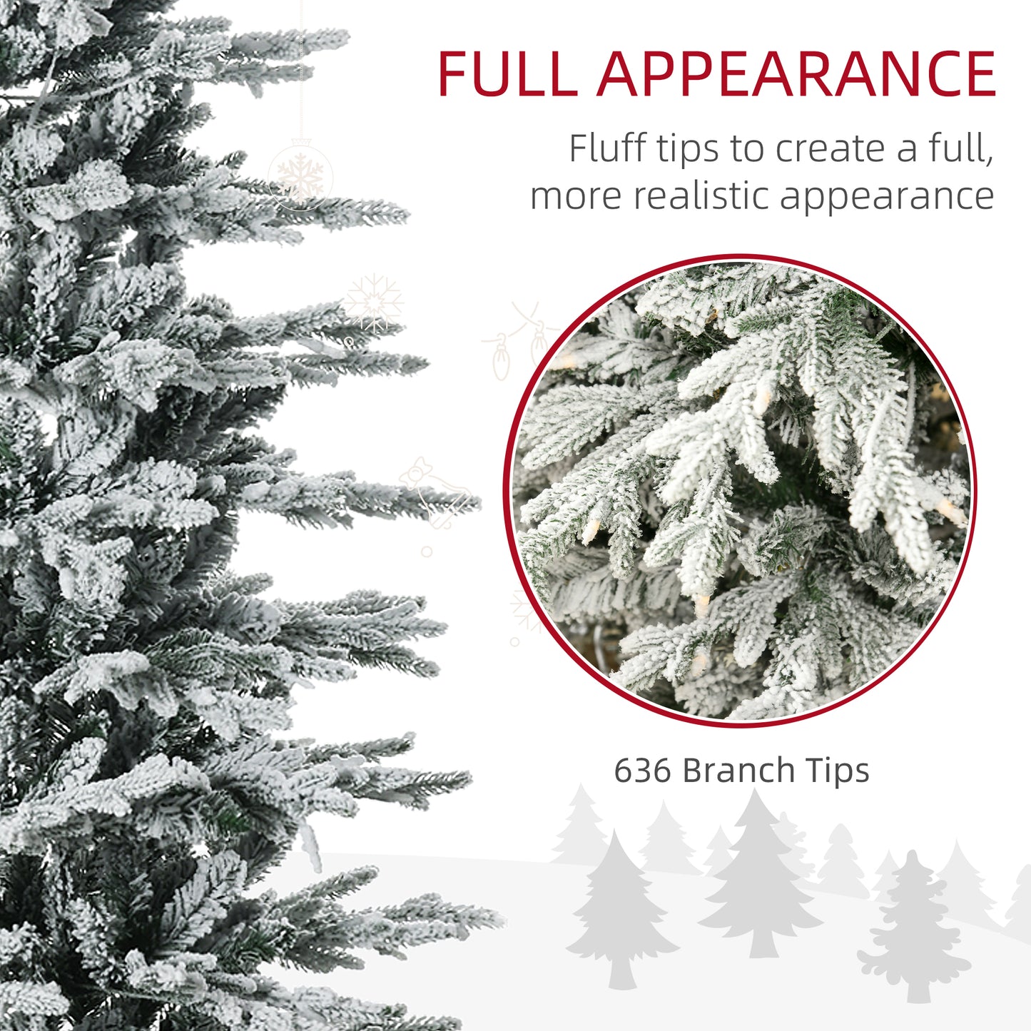 6ft Prelit Artificial Christmas Tree - Snow Flocked with 250 Lights