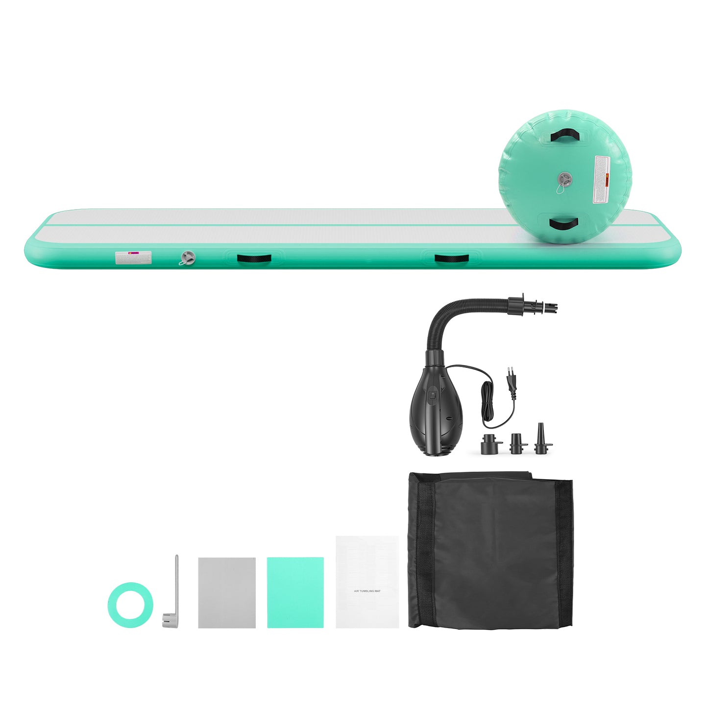 Inflatable Gymnastics Air Mat with Air Barrel - 10 Ft Tumble Track for Home & Gym